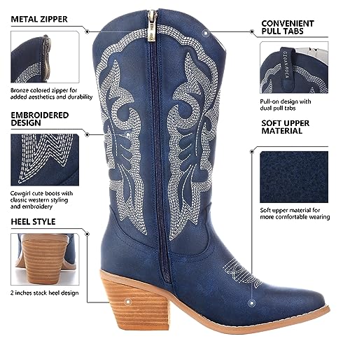 Women's Embroidered Retro Cowboy Boots